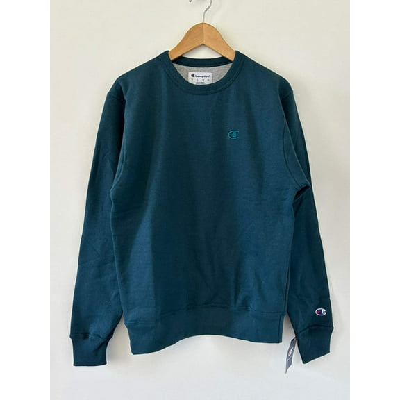 Champion Men's Powerblend Fleece Crew C Logo Metallic Teal S0888 407D55 2AG