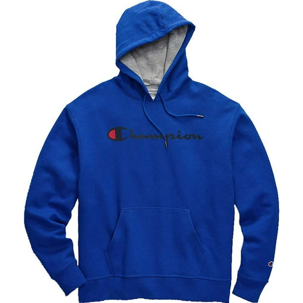 Reverse Weave Hoodie, White Vintage Script Logo - Champion