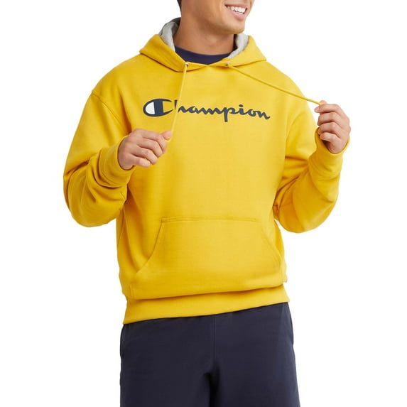 Champion Men's Powerblend Fleece Graphic Script Logo Pullover Hoodie, up to Size 2XL