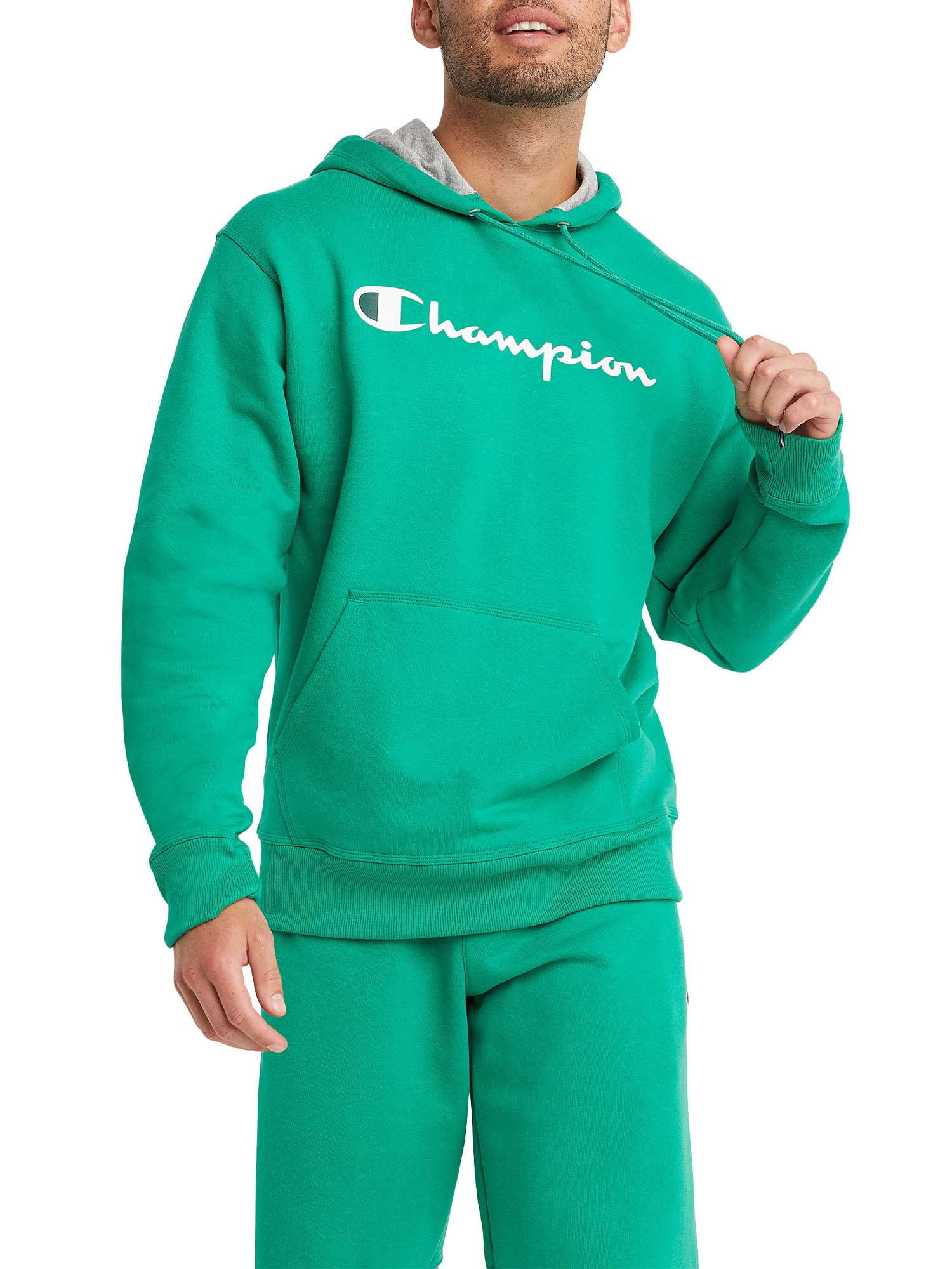 Champion Men's Powerblend Fleece Graphic Script Logo Pullover Hoodie ...