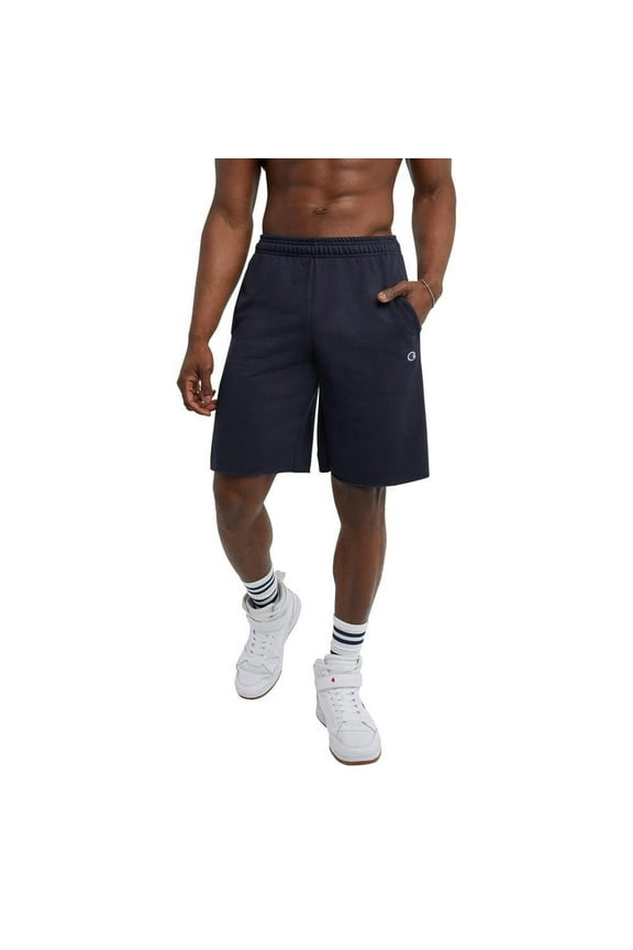 Men's, Powerblend, Fleece Midweight, Athletic Shorts with Pockets Reg. or Big, Navy C Patch Logo, Large Tall