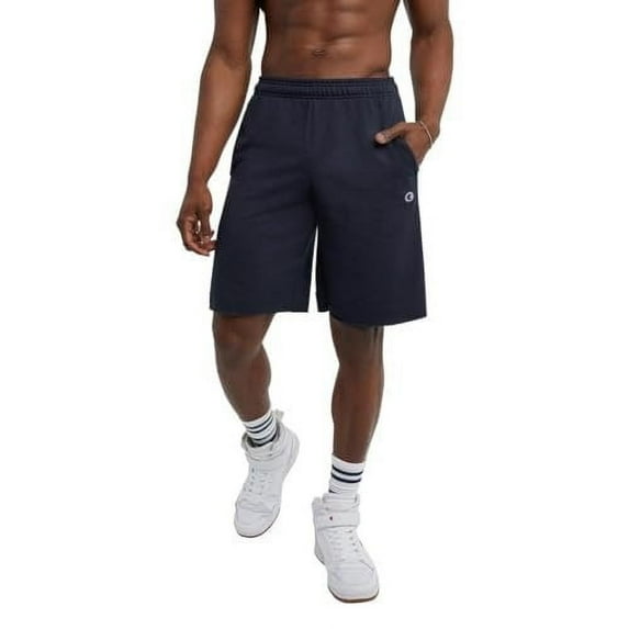 Champion Men's, Powerblend, Fleece Midweight, Athletic Shorts with Pockets Reg. or Big, Navy C Patch Logo, XX-Large Tall