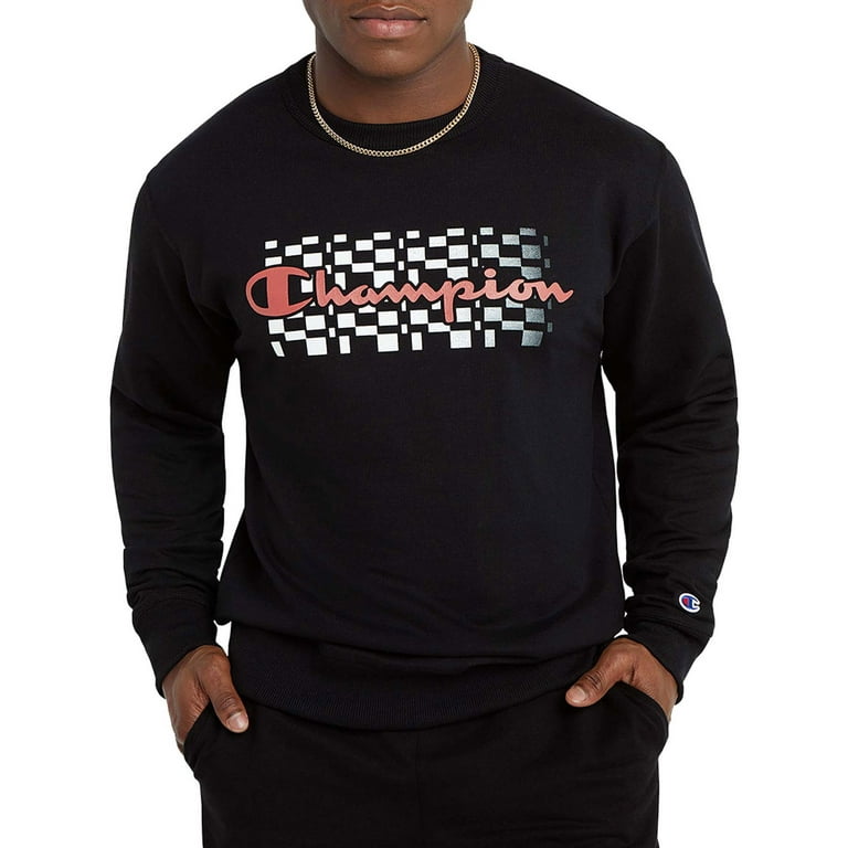 Champion Men s Powerblend Fleece Pixel Logo Graphic Crewneck