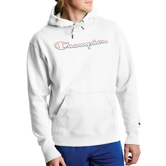 Champion Men's Powerblend Fleece Pullover Hoodie with Split Script Logo