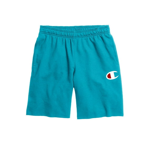 Champion Men's Powerblend Fleece Shorts, Big C Logo Tidal Wave M