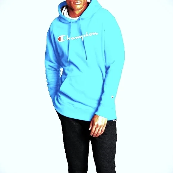 Men's Powerblend Graphic Fleece Pullover Hoodie, Swiss Blue Size XL