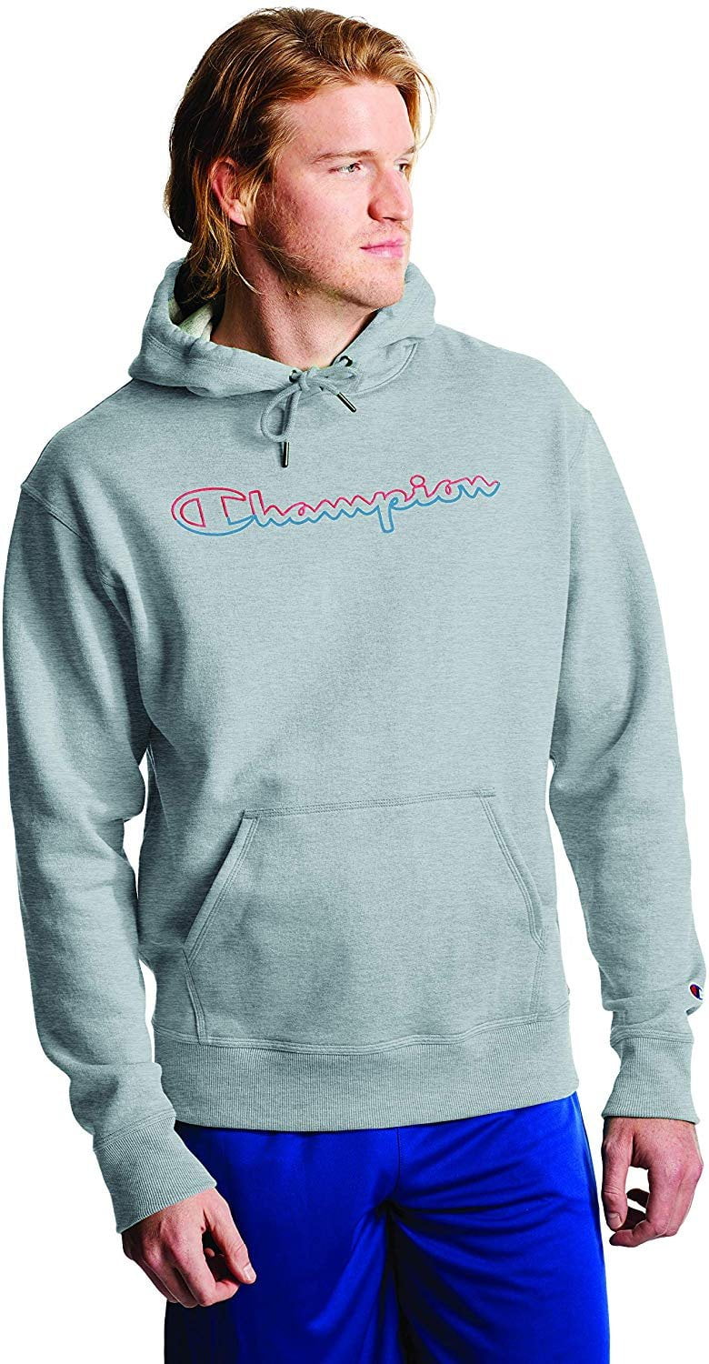 Champion Men's Powerblend Graphic Hoodie, Oxford Gray, 2X Large