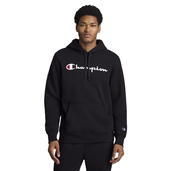 Champion Men's Powerblend Pullover Fleece Hoodie, Standard Unisex Fit, Midweight Fleece, Script Logo,Sizes S-4X