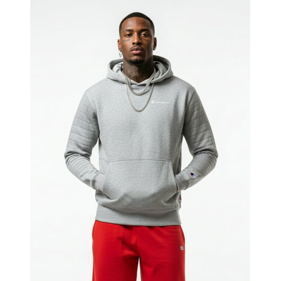 Champion Men's Quilted Fleece Hoodie Oxford Grey S74734 586M8A 806