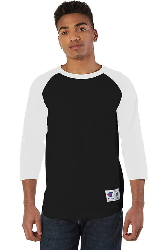 Men's Raglan Baseball T-Shirt, Black/White, Medium
