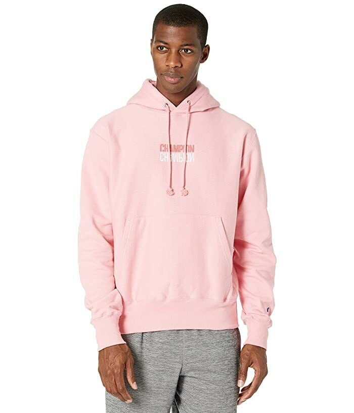 Champion Men s Relax Fit Reverse Weave Logo Hoodie Guava Pink Small Walmart Business Supplies