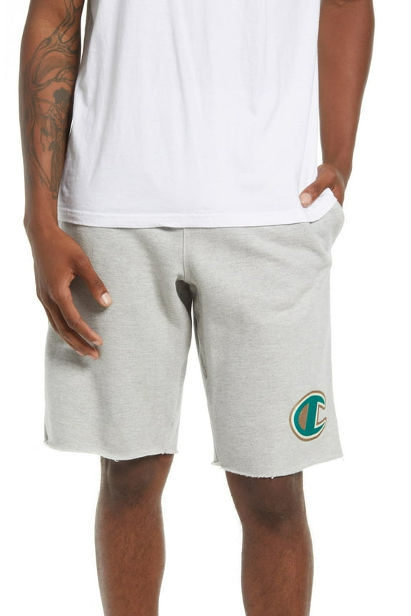 Men's Reverse Weave Cut-Off Shorts, Logo Applique 10" Oxford Grey- Small