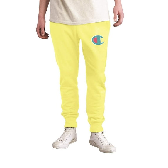 Champion Men's Reverse Weave Pop Color Jocktag Chenille C Logo Jogger Pants Journey Yellow, X-Large