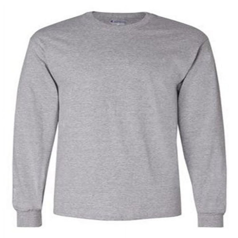 Champion Men's Long Sleeve T-Shirt with Rib Knit Cuffs, Bottom Hem