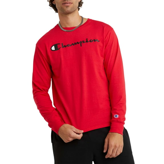 Champion Men’s Script Logo Classic Graphic Long Sleeve T-Shirt