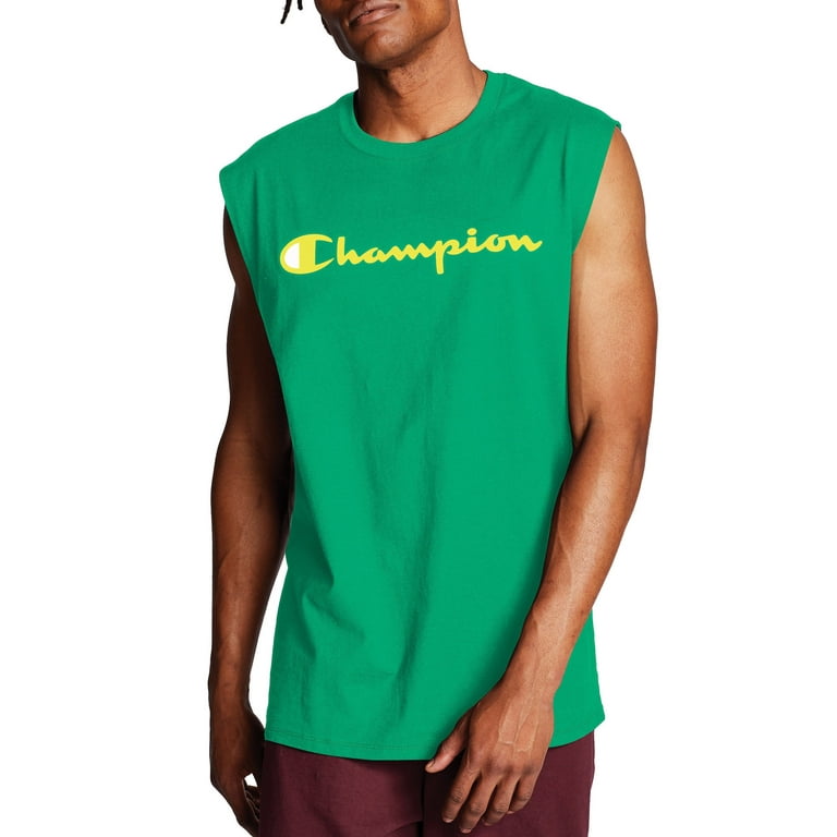 Champion Men s Script Logo Muscle Tee Shirt Sizes S 2XL Champion Retired Men s Tank Tops