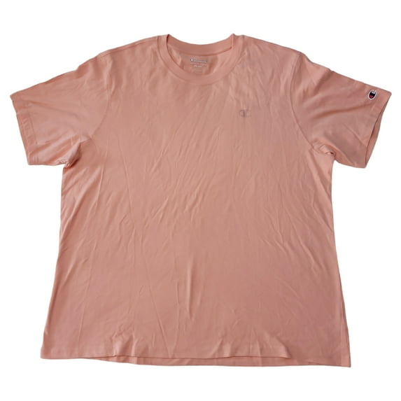 Champion Men's Short Sleeve Classic Letter Logo Crewneck T-Shirt (Cantaloupe Orange, L)