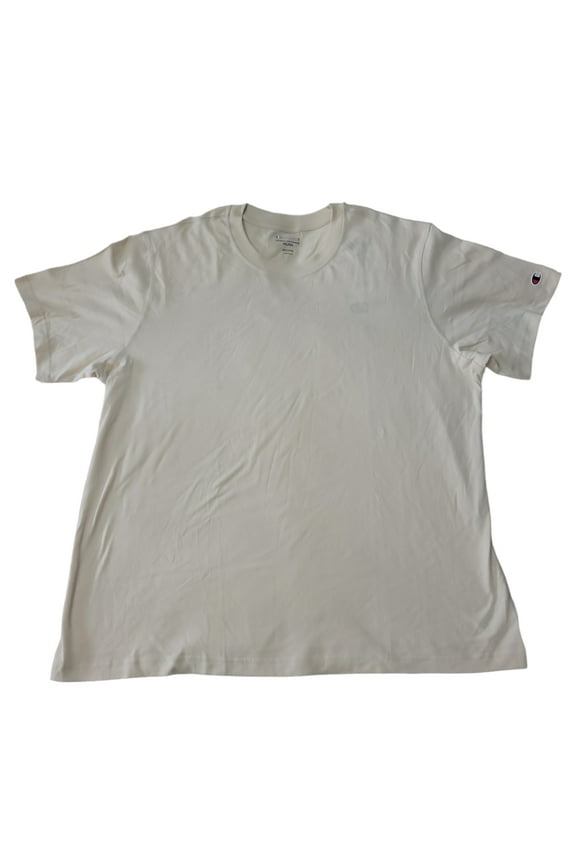 Men's Short Sleeve Classic Letter Logo Crewneck T-Shirt (Fresh Skin Tan, L)