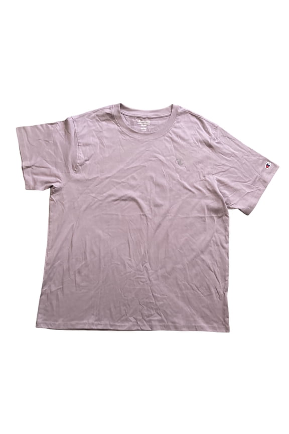 Men's Short Sleeve Classic Letter Logo Crewneck T-Shirt (Smoked Lilac, L)