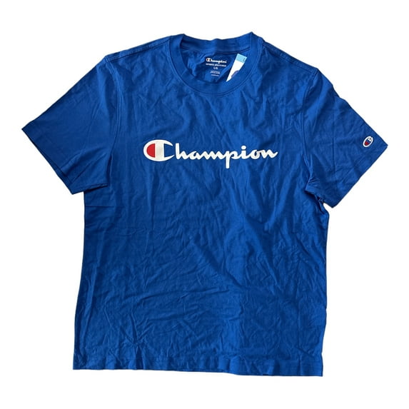 Champion Men's Short Sleeve Screen Print Graphic Logo Tee (Bright Royal, L)