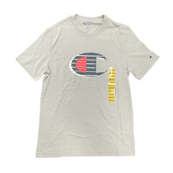 Champion Men's Short Sleeve Screen Print Graphic Logo Tee (Oxford Grey Heather, XL)