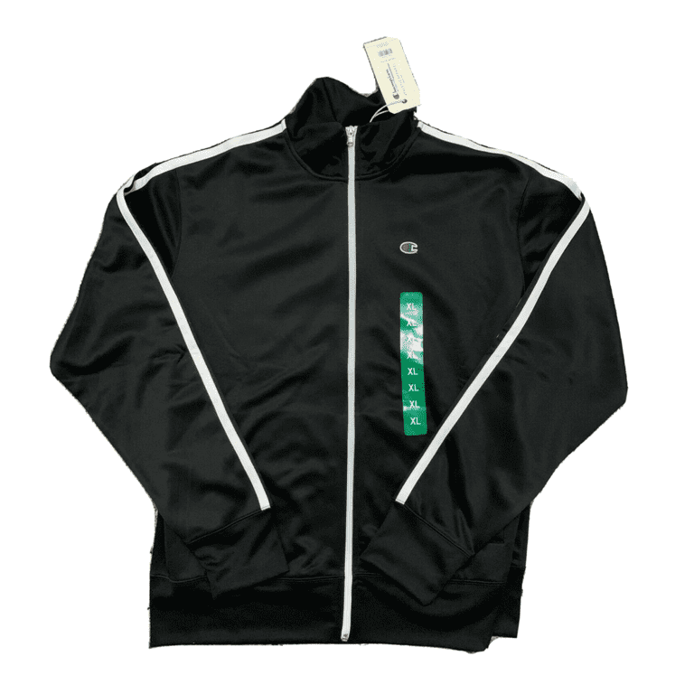 Champion Men s Athletic Full Zip Track Jacket Polyester Black size XL