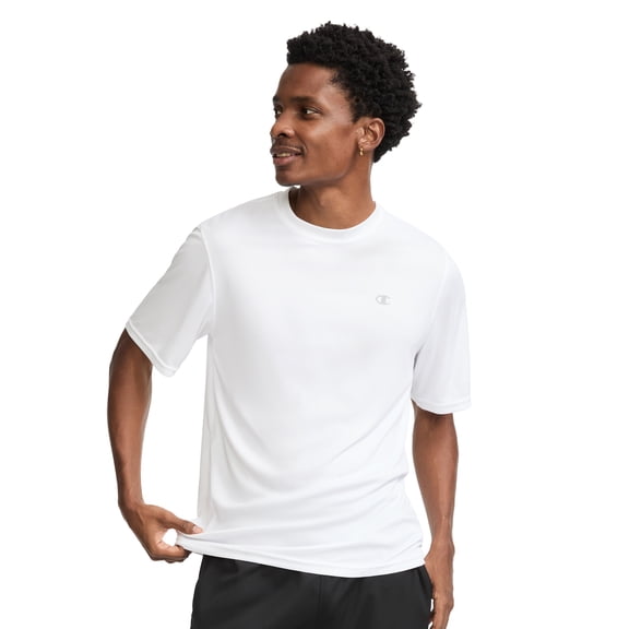 Champion Mens Sport T-Shirt with Reflective C Logo, Slim Fit, Lightweight Polyester Fabric, Sizes S-XXL