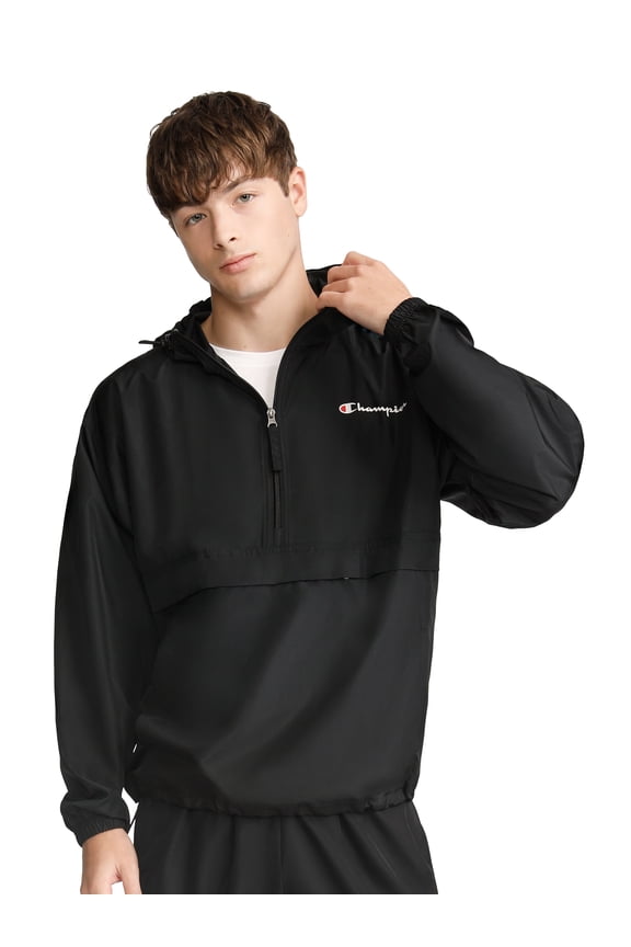 Men’s Stadium Packable Jacket with Script Logo, Standard Fit, Lightweight Water-Resistant Polyester Fabric, Sizes S-4XL