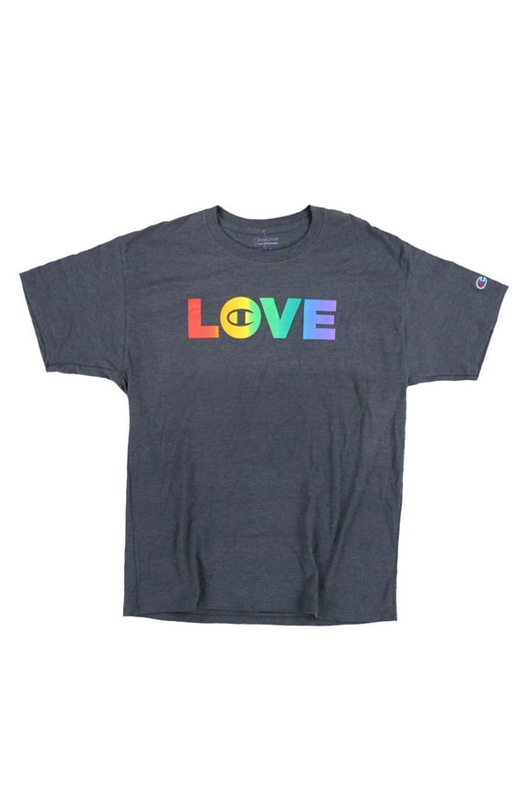 Men's T-Shirt Rainbow Pride Logo Crewneck Graphic Dark Gray Large New