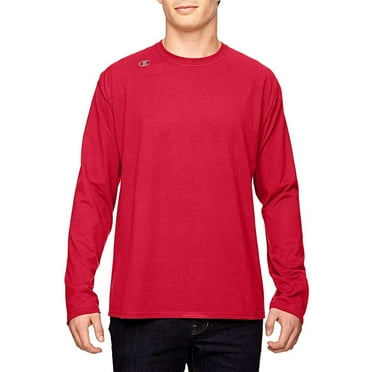 Champion Men's T390 Jersey Crew Neck Long Sleeve Logo T-Shirt UV Protection
