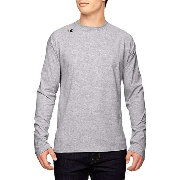 Champion Men's T390 Jersey Crew Neck Long Sleeve Logo T-Shirt UV Protection