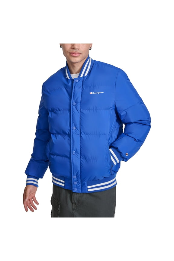 Men's Varsity Bomber Puffer Jacket (Surf the Web/Small)