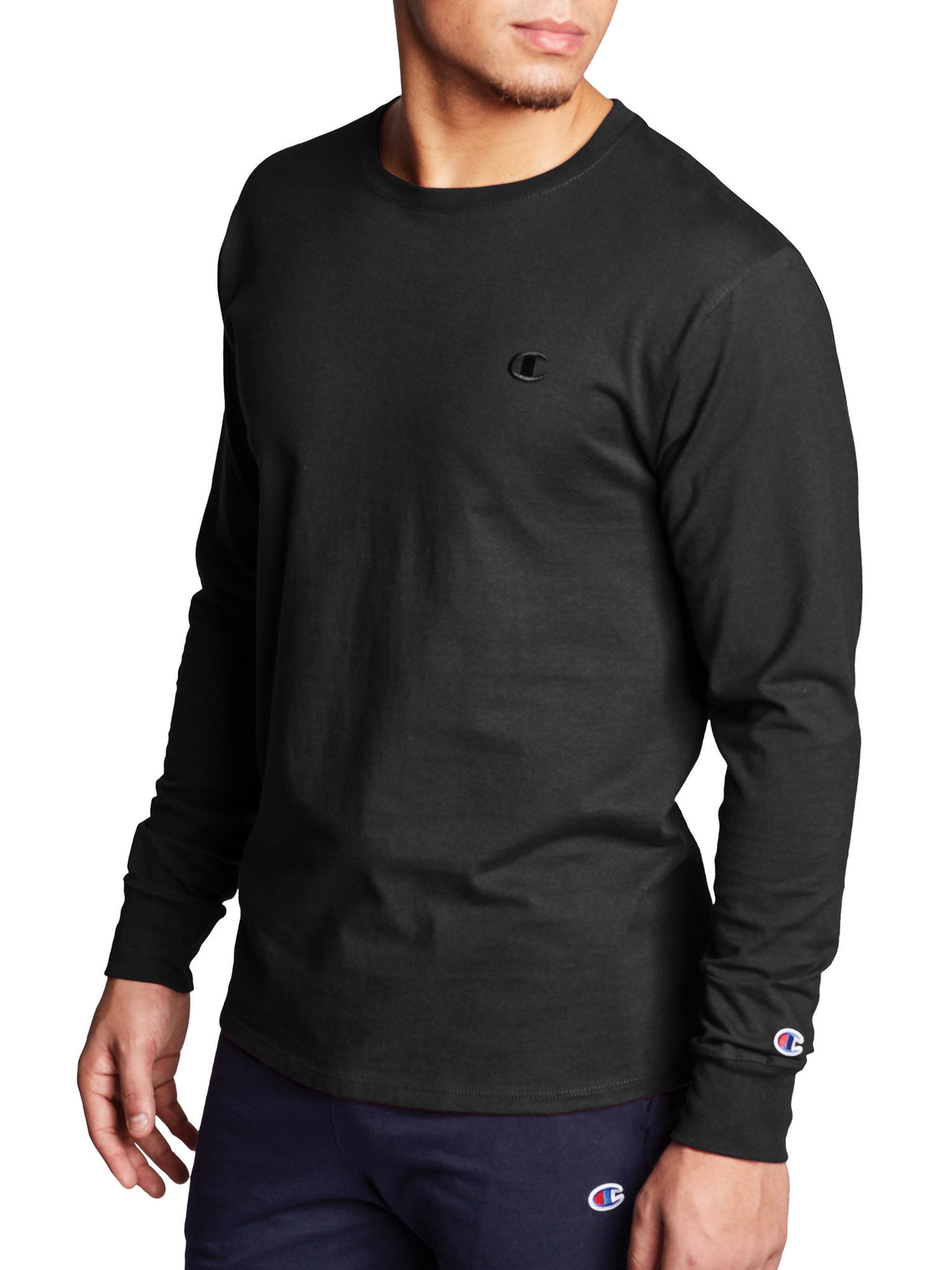 Champion Men's and Big Men's Classic Solid Jersey Long Sleeve T-Shirt ...