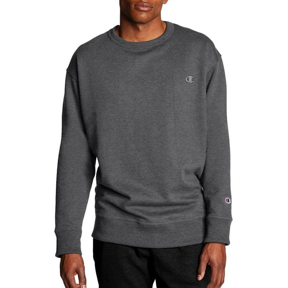 Champion Men's and Big Men's Powerblend Fleece C Logo Crewneck Sweatshirt, up to Size 4XL