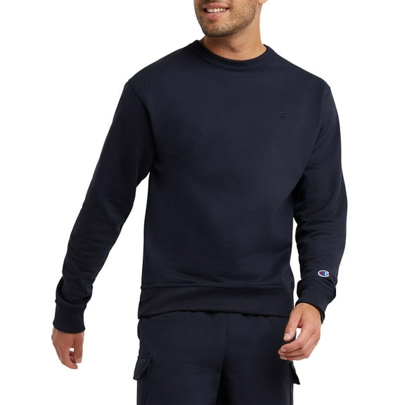 Champion Men's and Big Men's Powerblend Fleece C Logo Crewneck Sweatshirt, up to Size 4XL