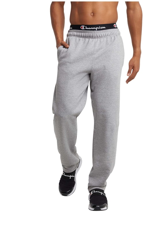 Men's and Big Men's Powerblend Fleece Open Bottom Pants, up to Size 2XL