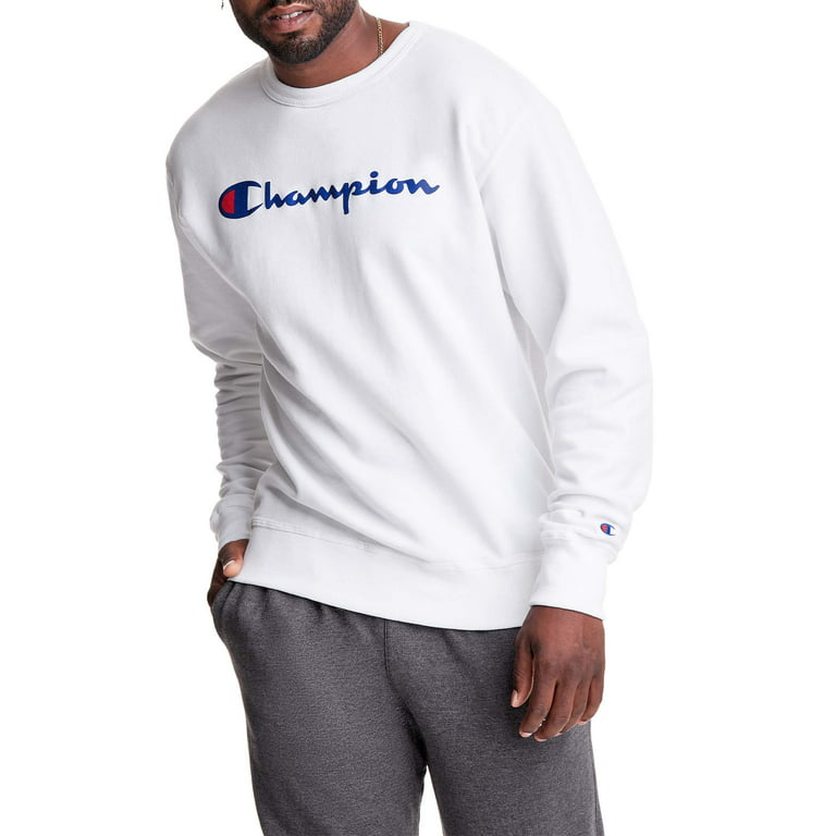 Champion Men\'s and Big Men\'s Powerblend Logo Crewneck Sweatshirt, up to  size 2XL