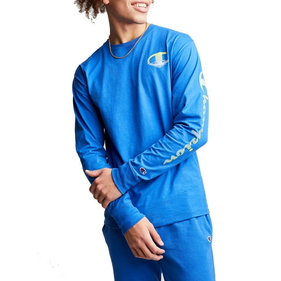 Champion Men’s and Big Men's Script Logo Classic Graphic Long Sleeve T-Shirt, Sizes S-2XL