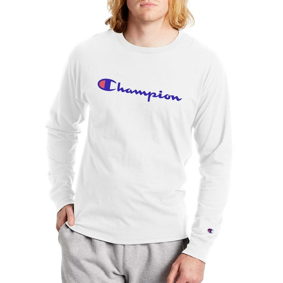Champion Men’s and Big Men's Script Logo Classic Graphic Long Sleeve T-Shirt, Sizes S-2XL