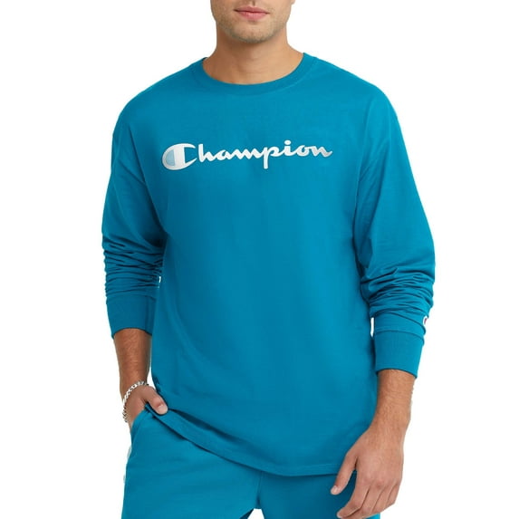 Champion Men’s and Big Men's Script Logo Classic Graphic Long Sleeve T-Shirt, Sizes S-2XL