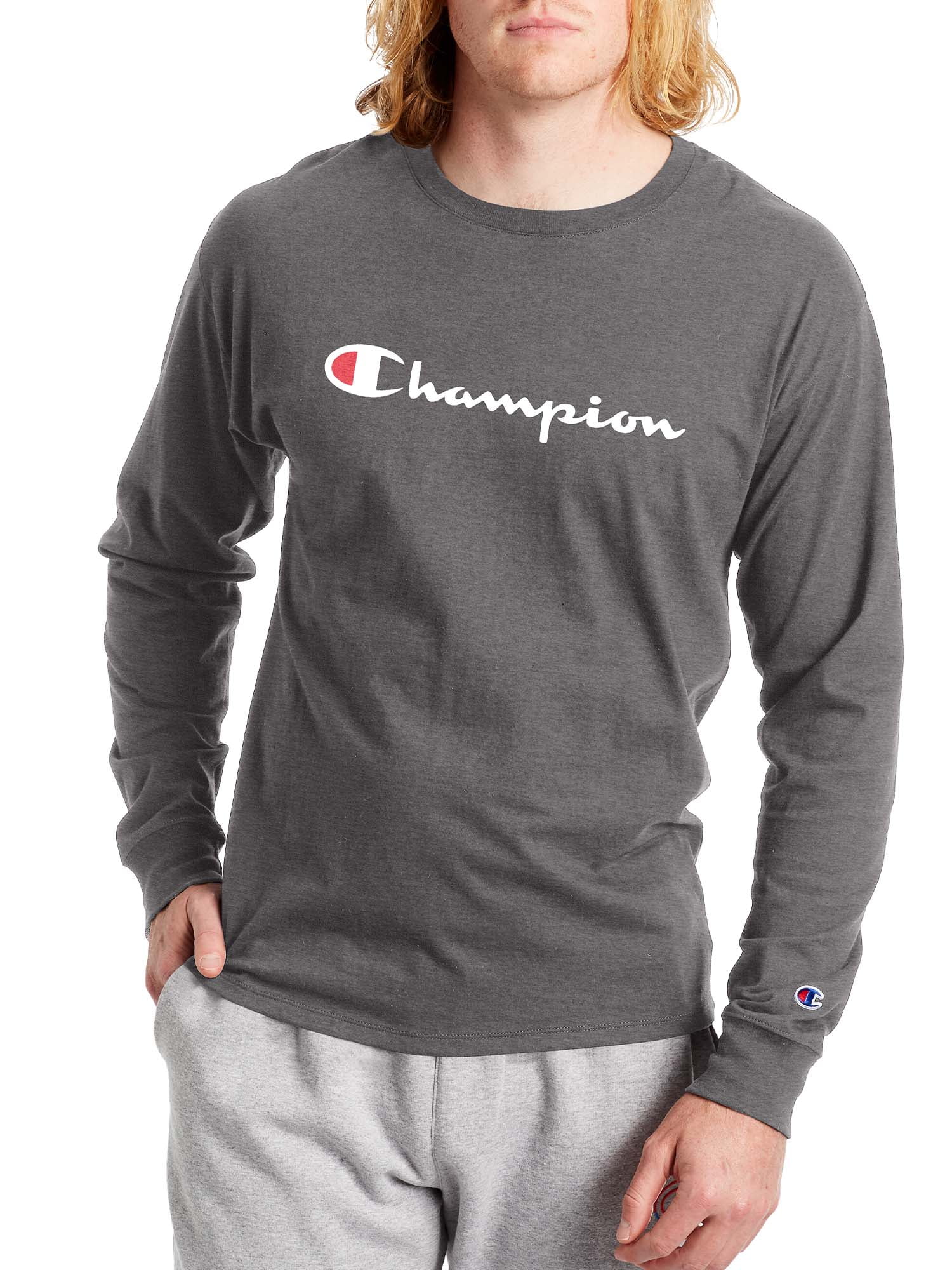 strømper Sparsommelig influenza Champion Men's and Big Men's Script Logo Classic Graphic Long Sleeve  T-Shirt, Sizes S-2XL - Walmart.com