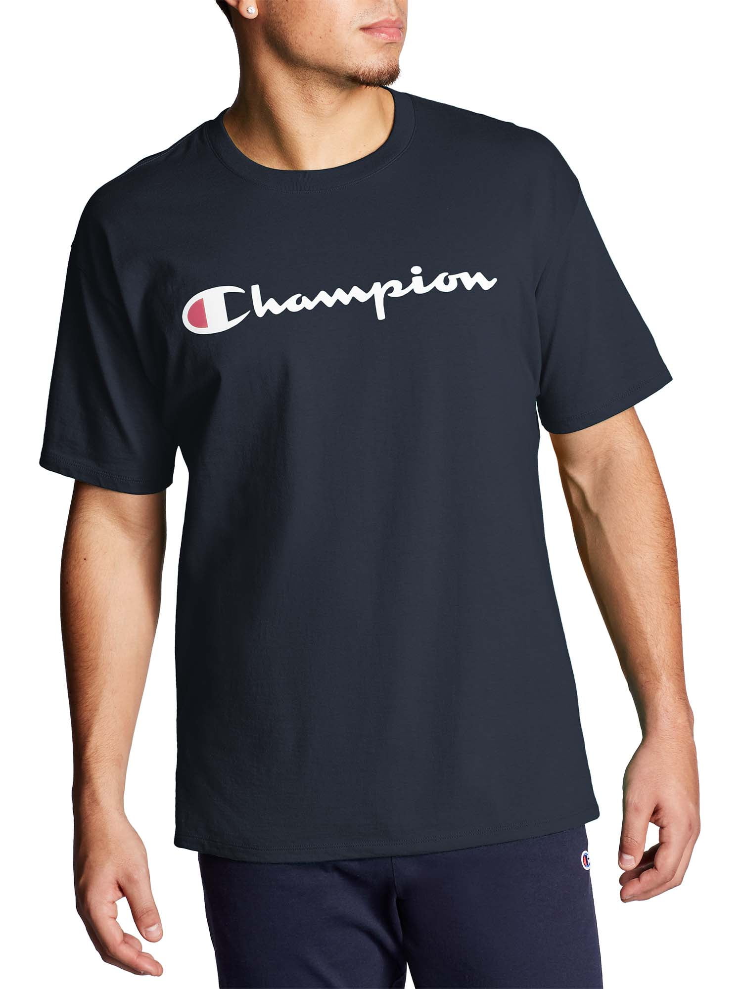 Champion Men's and Big Men's Script Logo Classic Jersey Graphic Tee ...