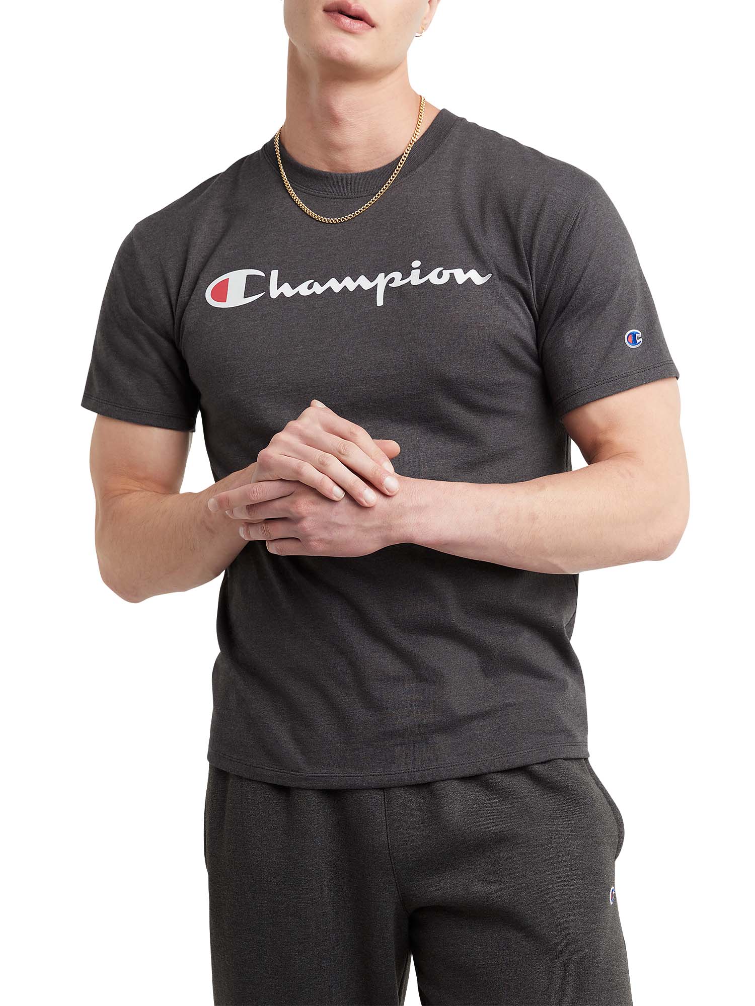 Champion Men's and Big Men's Script Logo Classic Jersey Graphic Tee Shirt, Sizes S-2XL - image 1 of 8