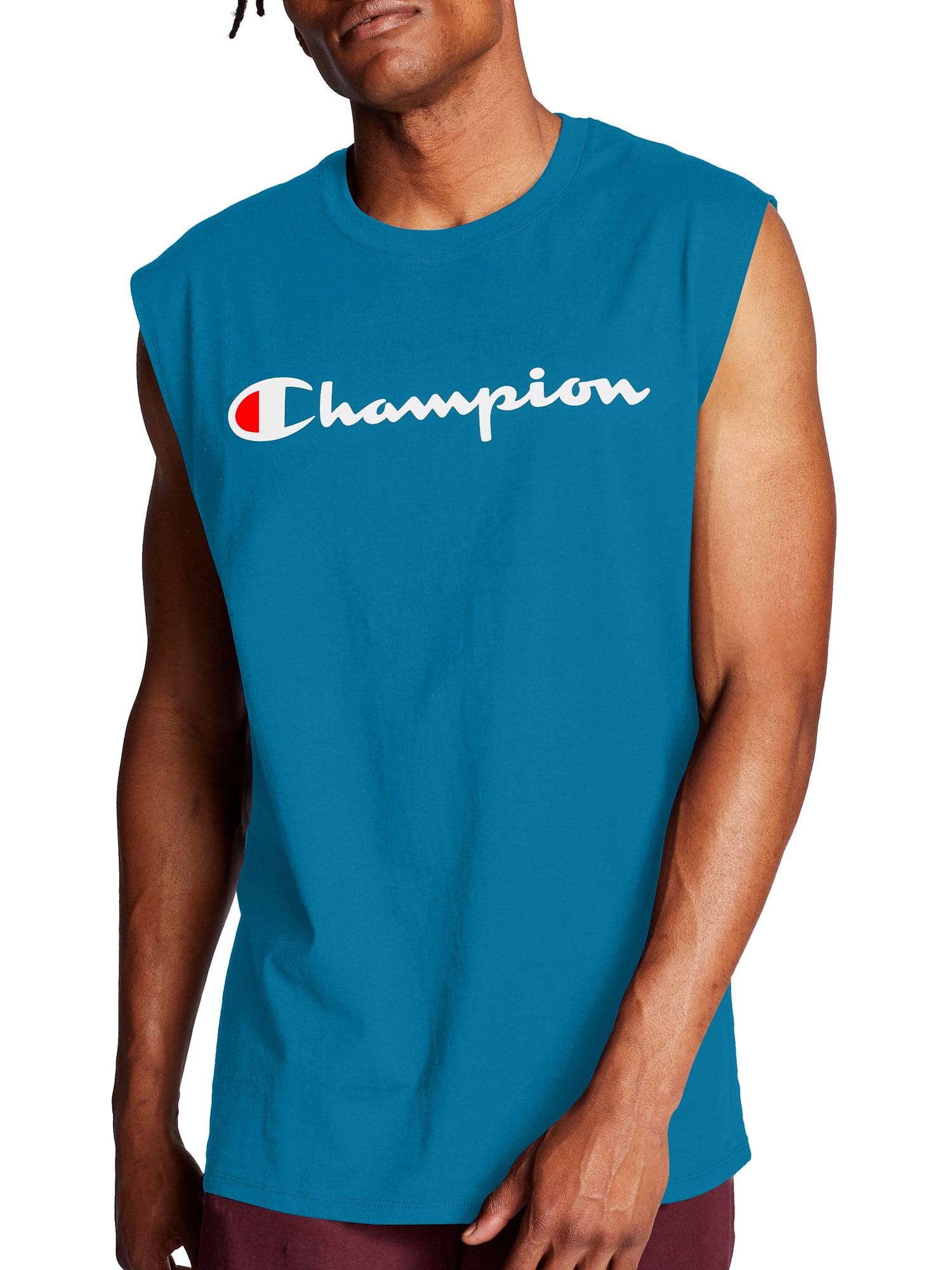 Champion Men's and Big Men's Script Logo Classic Jersey Muscle Tee, Sizes S-2XL