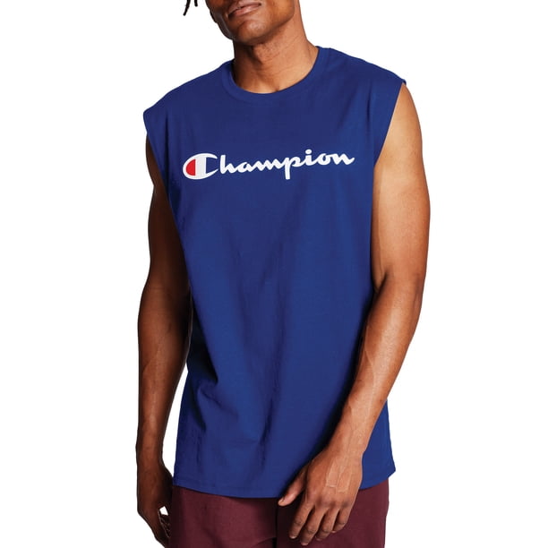 Champion Men's and Big Men's Script Logo Classic Jersey Muscle Tee