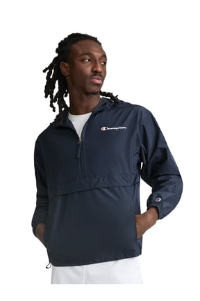 Men’s Stadium Packable Jacket with Script Logo, Standard Fit, Lightweight Water-Resistant Polyester Fabric, Sizes S-4XL