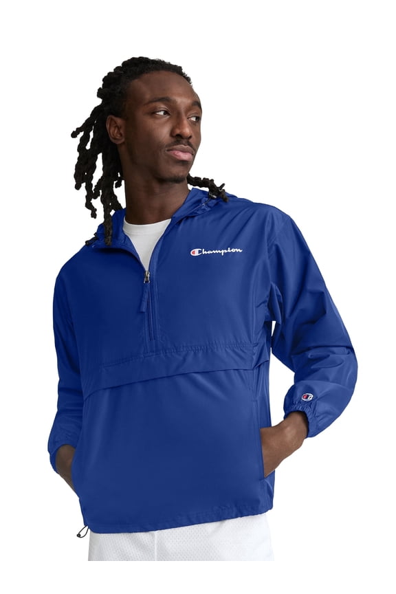 Men’s Stadium Packable Jacket with Script Logo, Standard Fit, Lightweight Water-Resistant Polyester Fabric, Sizes S-4XL