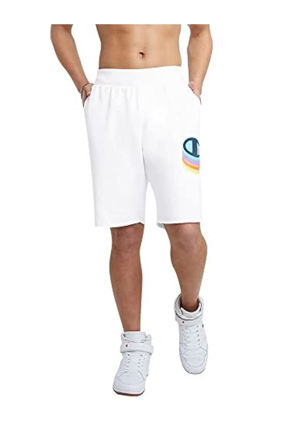 Men's 10 Inch Reverse Weave C Shadow Cut-Off Shorts, White 89597-586BOA, Large