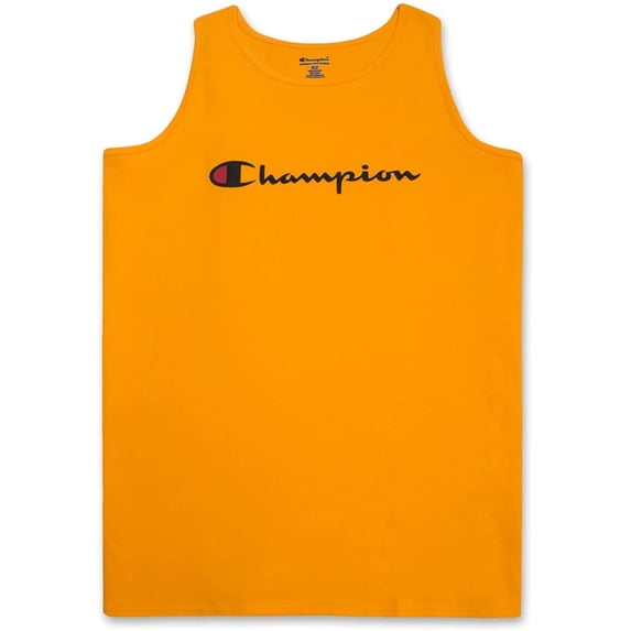Champion Mens Big and Tall Swim Tank with Script Logo Gold/Gold 3X