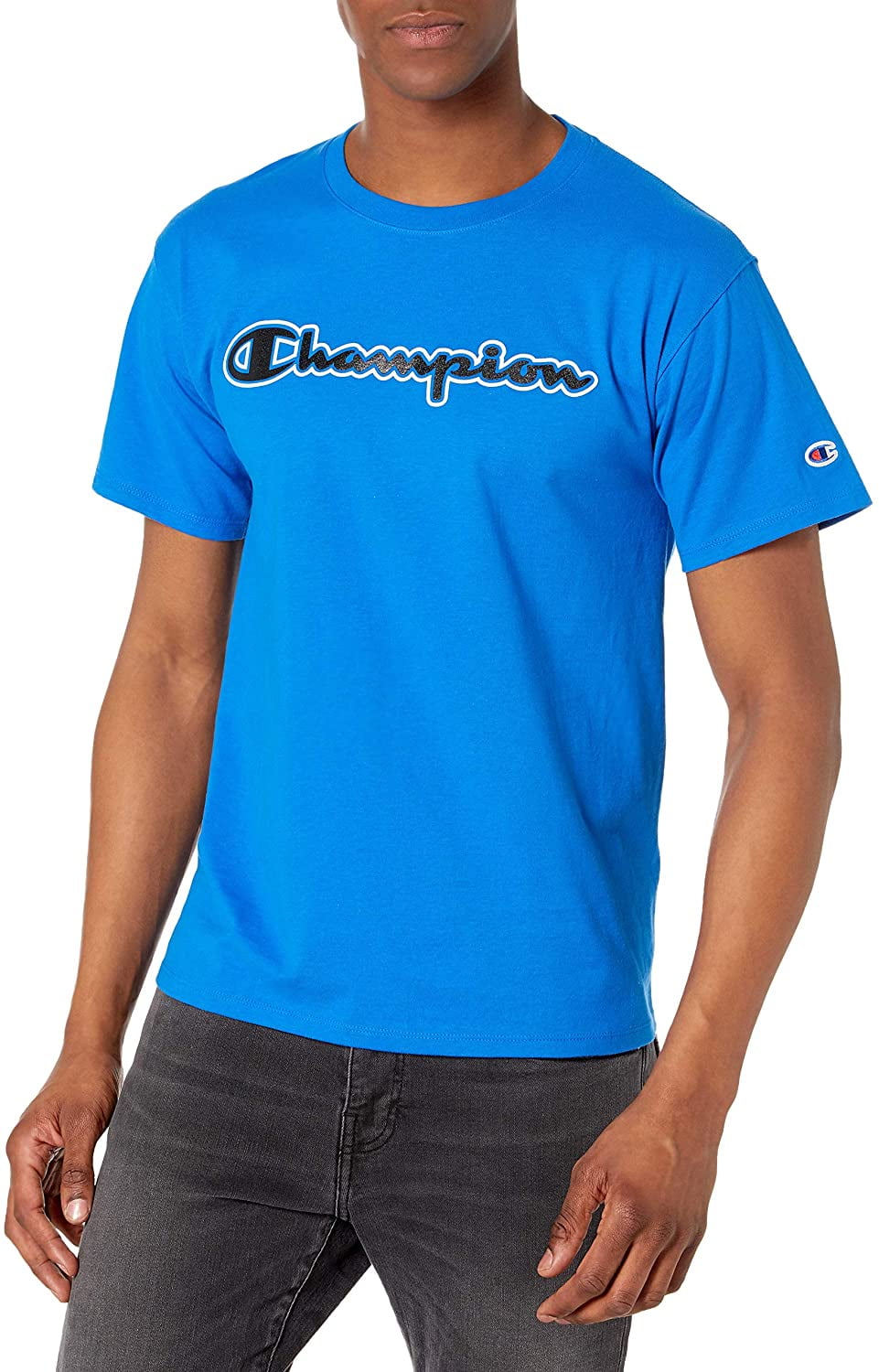 Champion Mens Classic Jersey Short-Sleeve Tee, S, Outer Script Bozzetto ...